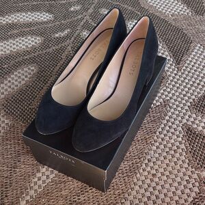 Talbots Isa Black Suede Block Heel Pumps Women’s Size 9.5 Classic